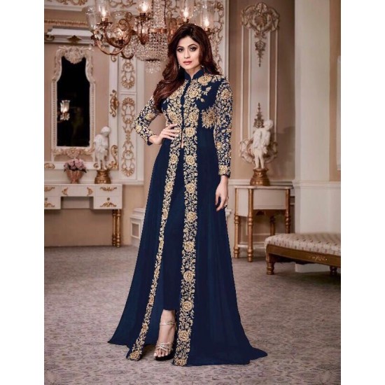 Sailor Blue Designer Bollywood Indian Anarkali Suit  