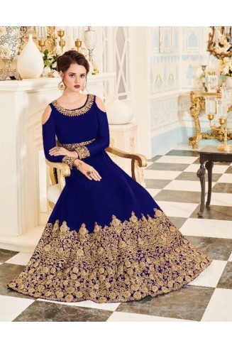 NAVY BLUE INDIAN & PAKISTANI BRIDAL WEDDING WEAR ANARKALI SUIT 