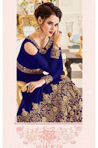 NAVY BLUE INDIAN & PAKISTANI BRIDAL WEDDING WEAR ANARKALI SUIT 