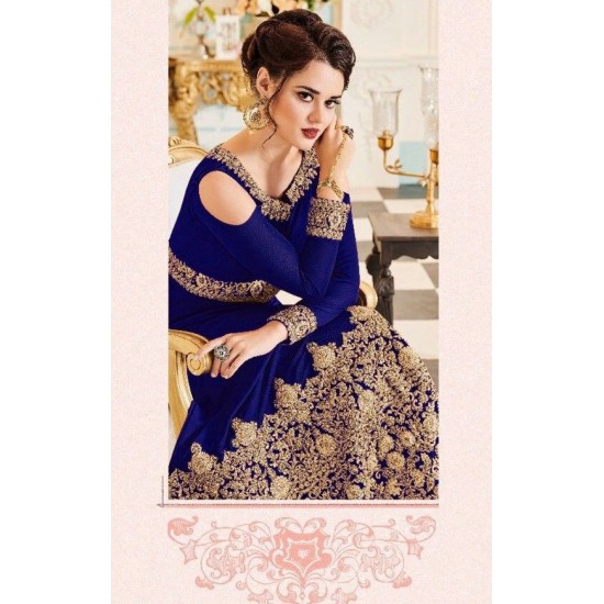 NAVY BLUE INDIAN & PAKISTANI BRIDAL WEDDING WEAR ANARKALI SUIT 