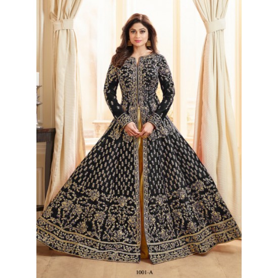 BLACK INDIAN SLIT STYLE ANARKALI DRESS