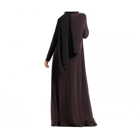 Chocolate Brown Jersey A-Line Abaya