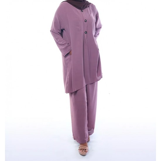 Mauve Plain Ladies Co-Ord Dress