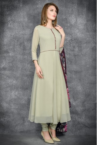 Natural Beige Long Dress Anarkali Suit