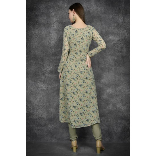 Beige Front Slit Readymade Salwar Kameez