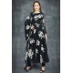 Black Floral Printed Flowy Dress Suit
