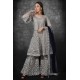 Grey Heavy Embroidered Pakistani Wedding Gharara Suit