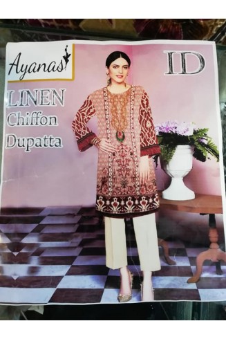 BROWN LINEN EMBROIDERED READYMADE PAKISTANI SUIT