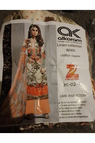 ORANGE PRINTED READYMADE PAKISTANI DESIGNER SALWAR SUIT