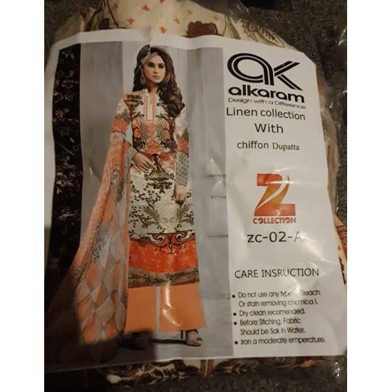 ORANGE PRINTED READYMADE PAKISTANI DESIGNER SALWAR SUIT