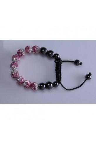 NEW STUNNING PINK AND WHITE TWO TONED CRYSTAL BALL BRACELET
