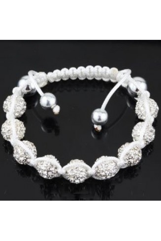 GORGEOUS WHITE SILVER CRYSTAL BALL BRACELET