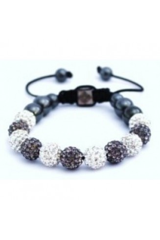 GREY AND SILVER WHITE UNISEX CRYSTAL BALL BRACELET