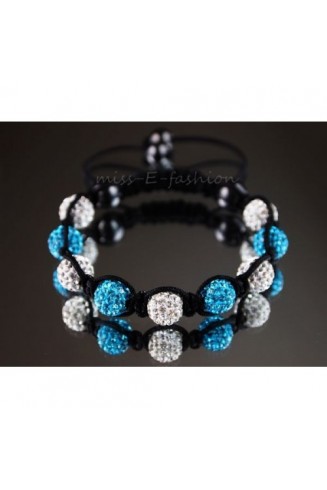 LIGHT BLUE AND WHITE CRYSTAL BALL BRACELET