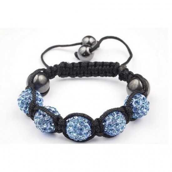 LIGHT BLUE CHILDREN CRYSTAL BALL BRACELET