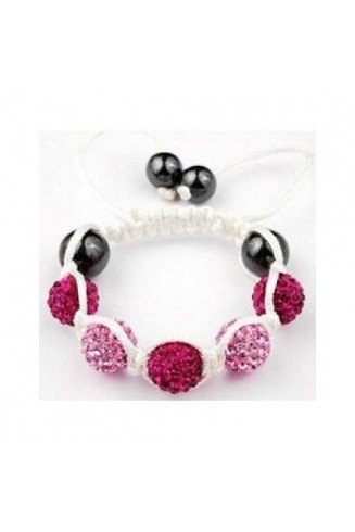 FUSCHIA AND PINK FULL CRYSTAL BALL CHILDREN/BABIES/KIDS BRACELET