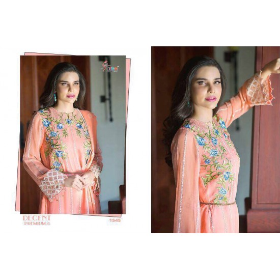 Z1545 PEACH DECENT GEORGETTE PAKISTANI STYLE SALWAR KAMEEZ SUIT