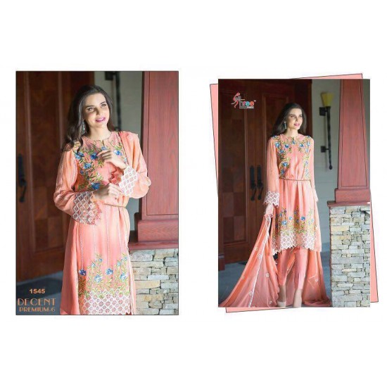Z1545 PEACH DECENT GEORGETTE PAKISTANI STYLE SALWAR KAMEEZ SUIT