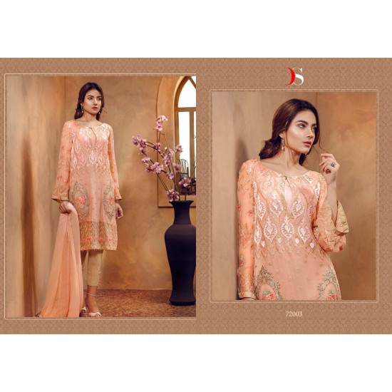 Peach Embroidered Salwar Suit Indian Designer Party Dress