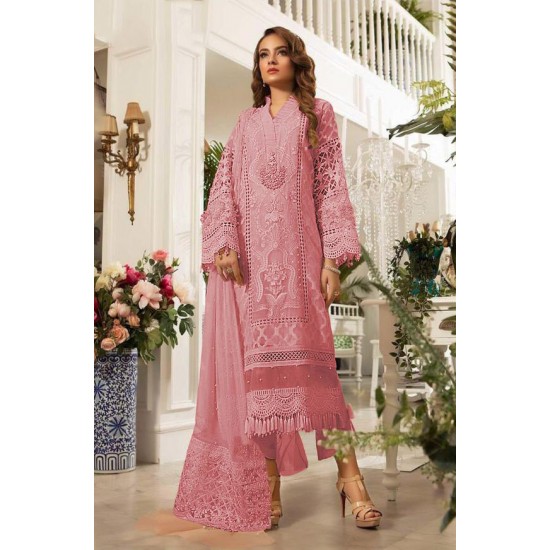 Rose Tan Dusty Pink Pakistani Designer Organza Suit