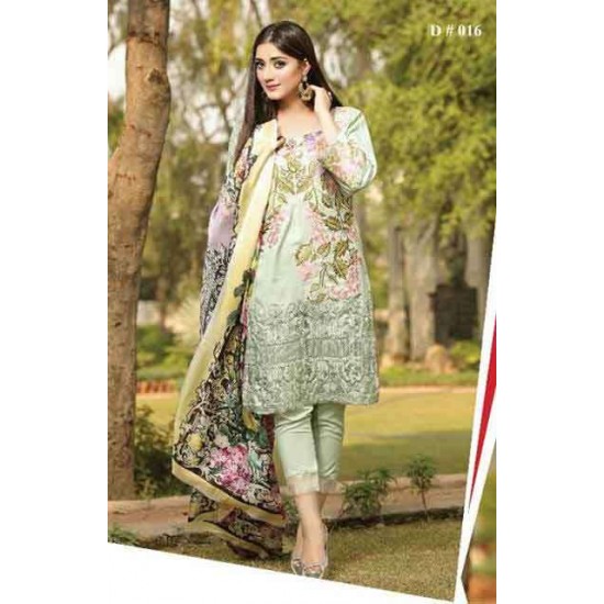 ESHA AISHA D16 GREEN UNSTITCHED PAKISTANI VISCOSE SHAWL SUIT