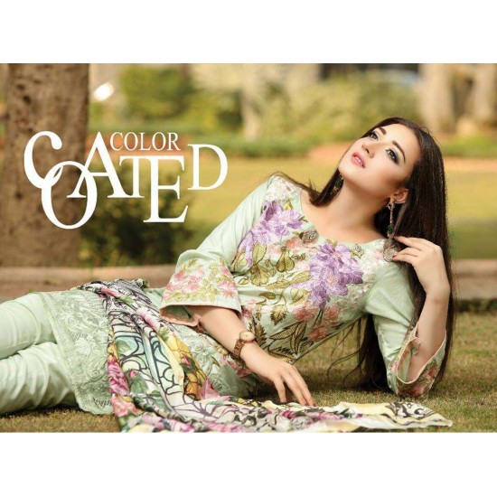 ESHA AISHA D16 GREEN UNSTITCHED PAKISTANI VISCOSE SHAWL SUIT