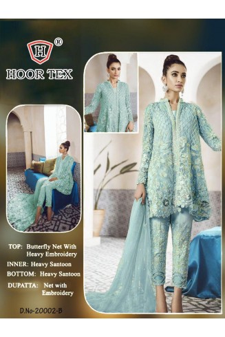 Turquoise Embroidered Frock Party Wear Indian Suit