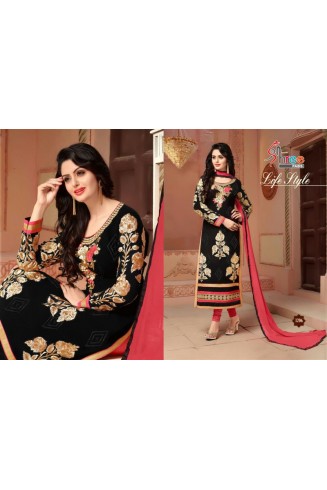  Black and Pink Stylish Embroidered Salwar Kameez Party Suit