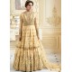 GOLDEN CREAM INDIAN & PAKISTANI DESIGNER PARTY AND WEDDING WEAR FANCY ANARKALI GOWN