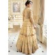 GOLDEN CREAM INDIAN & PAKISTANI DESIGNER PARTY AND WEDDING WEAR FANCY ANARKALI GOWN
