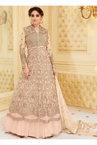 BLUSH PINK INDIAN & PAKISTANI DESIGNER PARTY AND WEDDING WEAR FANCY ANARKALI GOWN