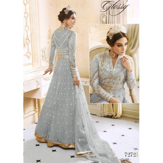 GREY INDIAN MAXI EVENING WEDDING DRESS