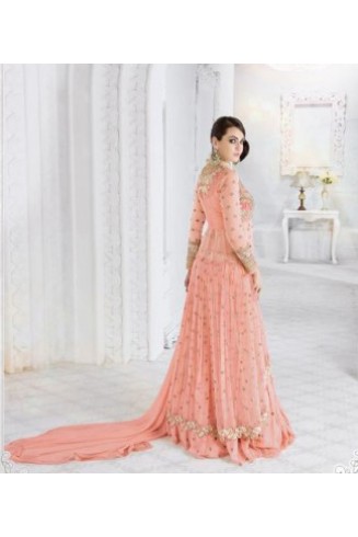 Peach Glossy Sapphire Wedding Wear Designer Dress Suit