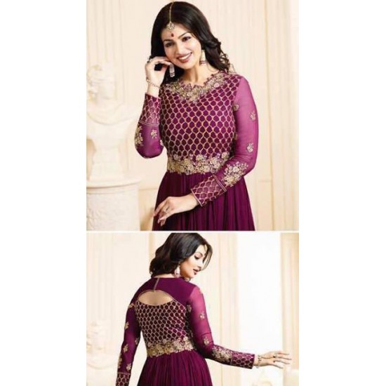 Plum Glossy Dress Maxi Designer Gown 