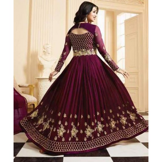 Plum Glossy Dress Maxi Designer Gown 