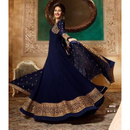 Navy Blue Indian Long Party & Mehndi Wear Gown