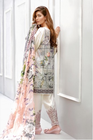 White Designer Pakistani Lawn Dress Baroque Suit XXl size