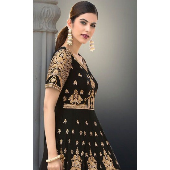 BLACK GULZAR INDIAN DESIGNER ANARKALI GOWN