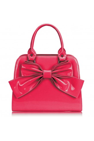 LS005- Pink Patent Bow Tote Bag