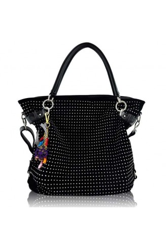 LS8001 - Black Diamante Tote Shoulder Designer Handbag