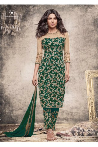 Green Priyanka Chopra Dress Straight Cut Salwar Suit