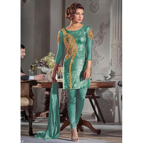 ZHR5119-D FEROZI HEROINE PRIYANKA CHOPRA STRAIGHT CUT DRESS