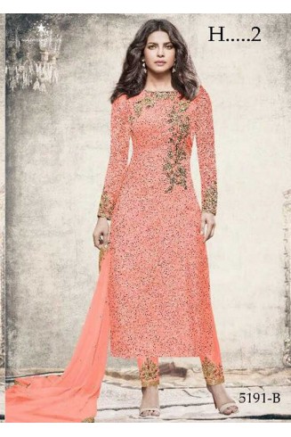 ZH5191-B PEACH HEROINE PRIYANKA CHOPRA STRAIGHT CUT SALWAR KAMEEZ