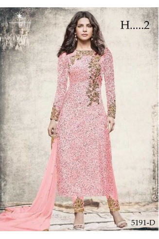 ZH5191-A PINK HEROINE PRIYANKA CHOPRA STRAIGHT CUT SALWAR KAMEEZ
