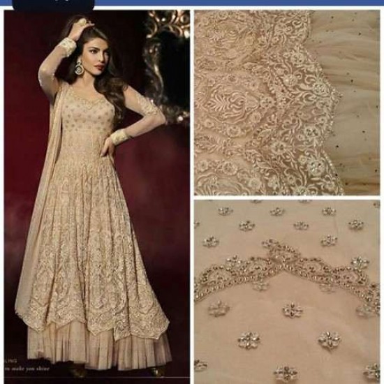Gold CREAM Priyanka Chopra HEROINE Lime Light Designer Dress 