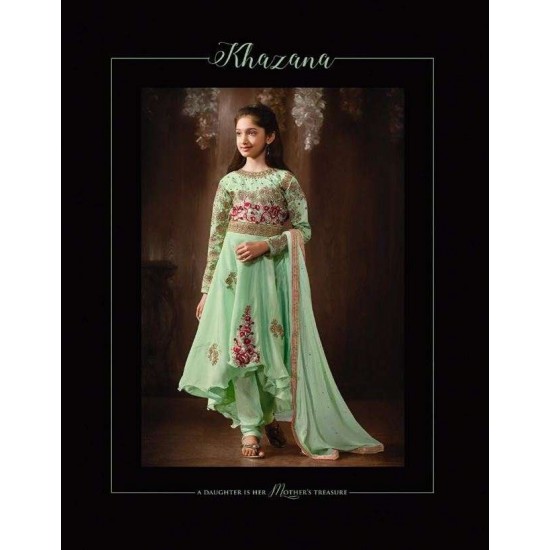 Light Green Girls Indian Party Wear Anarkali Suit 