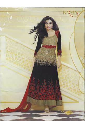 BLACK KARMA HEAVY GOLD EMBROIDERED WEDDING WEAR GOWN