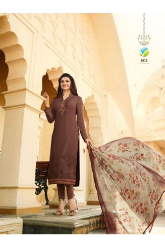 Pale Brown Royal Kaseesh Crepe Silkina Designer Salwar Suit 