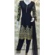 Black Pakistani Designer Peplum Linen Salwar Suit