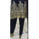 Black Pakistani Designer Peplum Linen Salwar Suit